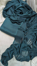 Original Plain Russian Silk 3 Piece Suit with Medium Silk Dupatta (Unstitched)