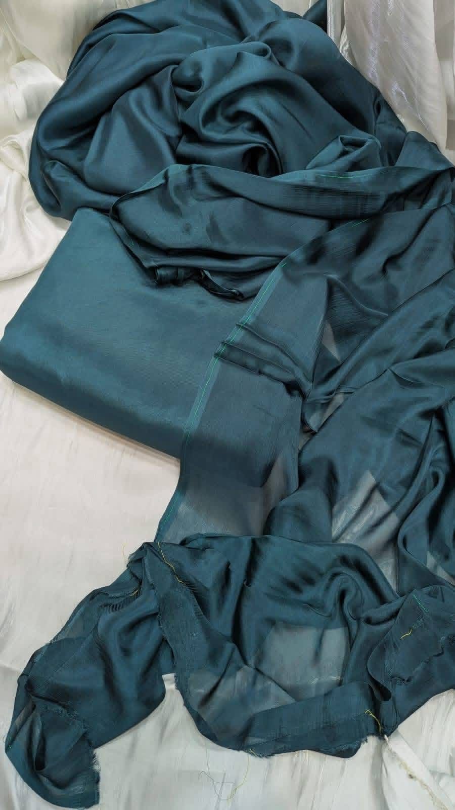 Original Plain Russian Silk 3 Piece Suit with Medium Silk Dupatta (Unstitched)