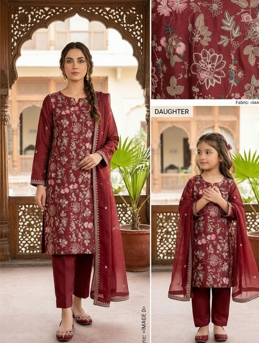 3Pc Embroidered Unstitched