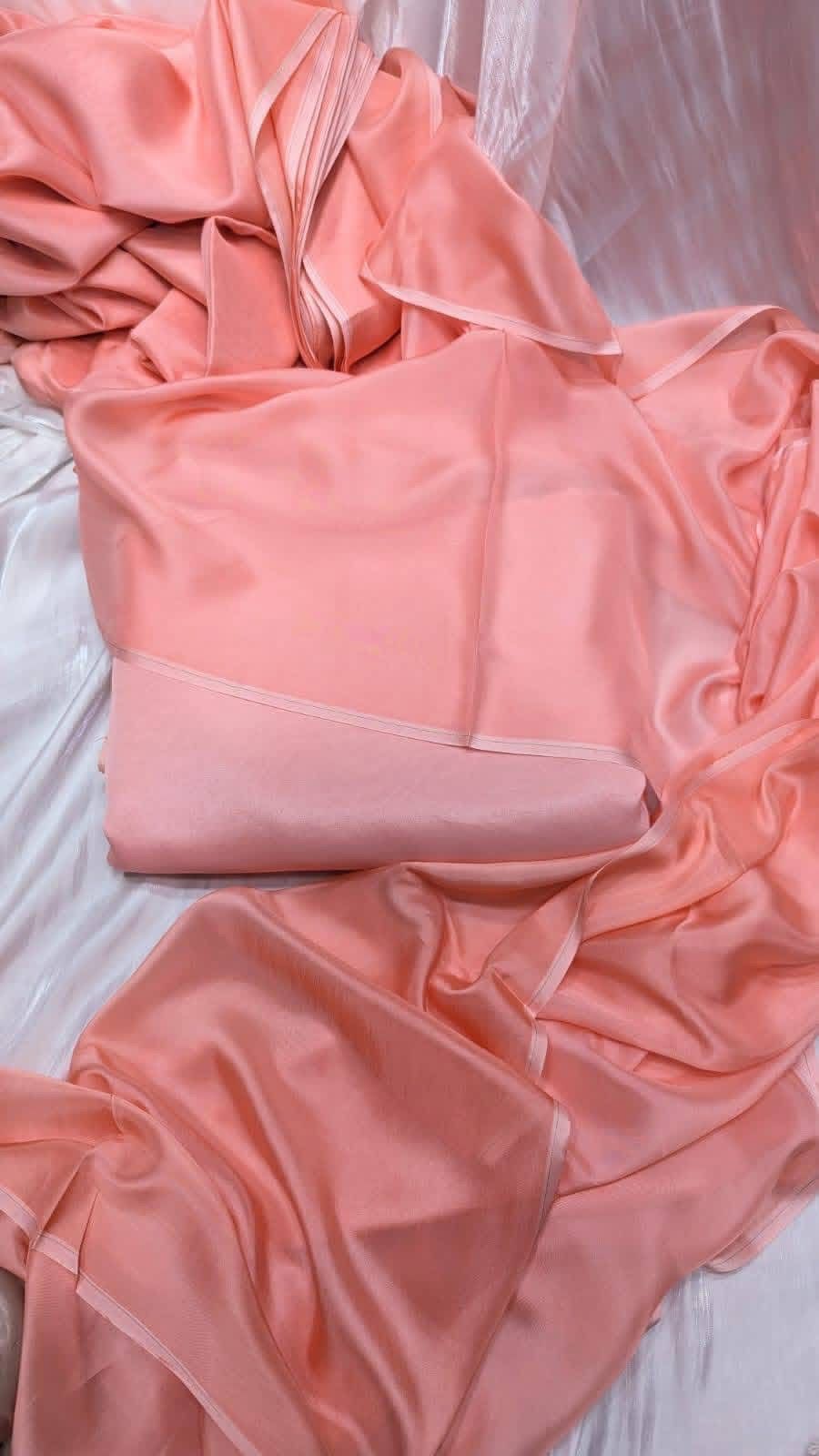 Original Plain Russian Silk 3 Piece Suit with Medium Silk Dupatta (Unstitched)