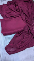Original Plain Russian Silk 3 Piece Suit with Medium Silk Dupatta (Unstitched)