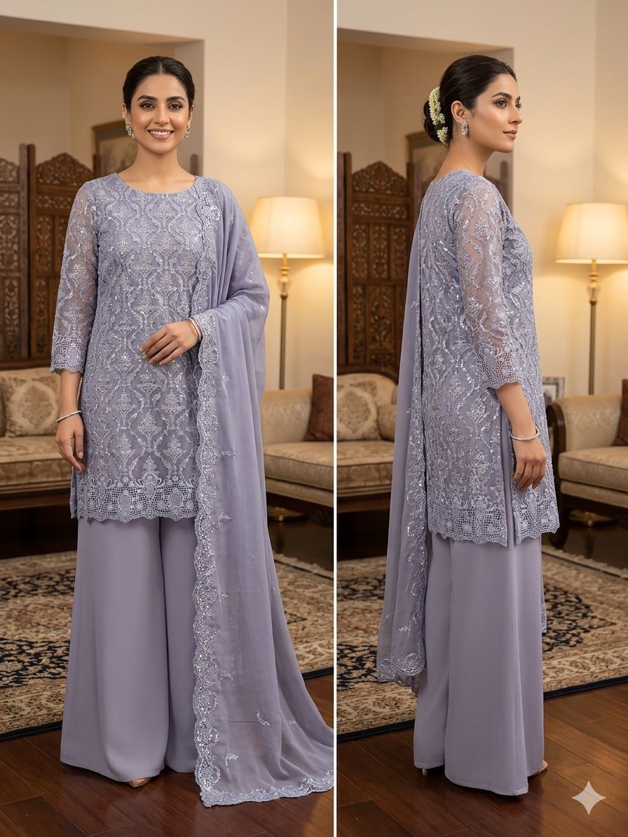 Embroidered Shafoon 3 Piece Suit Dezolve Work