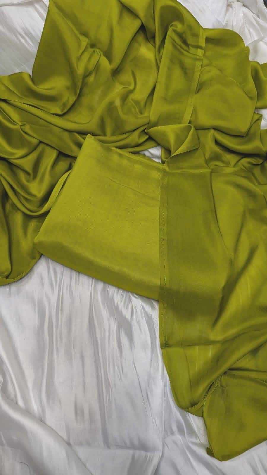 Original Plain Russian Silk 3 Piece Suit with Medium Silk Dupatta (Unstitched)