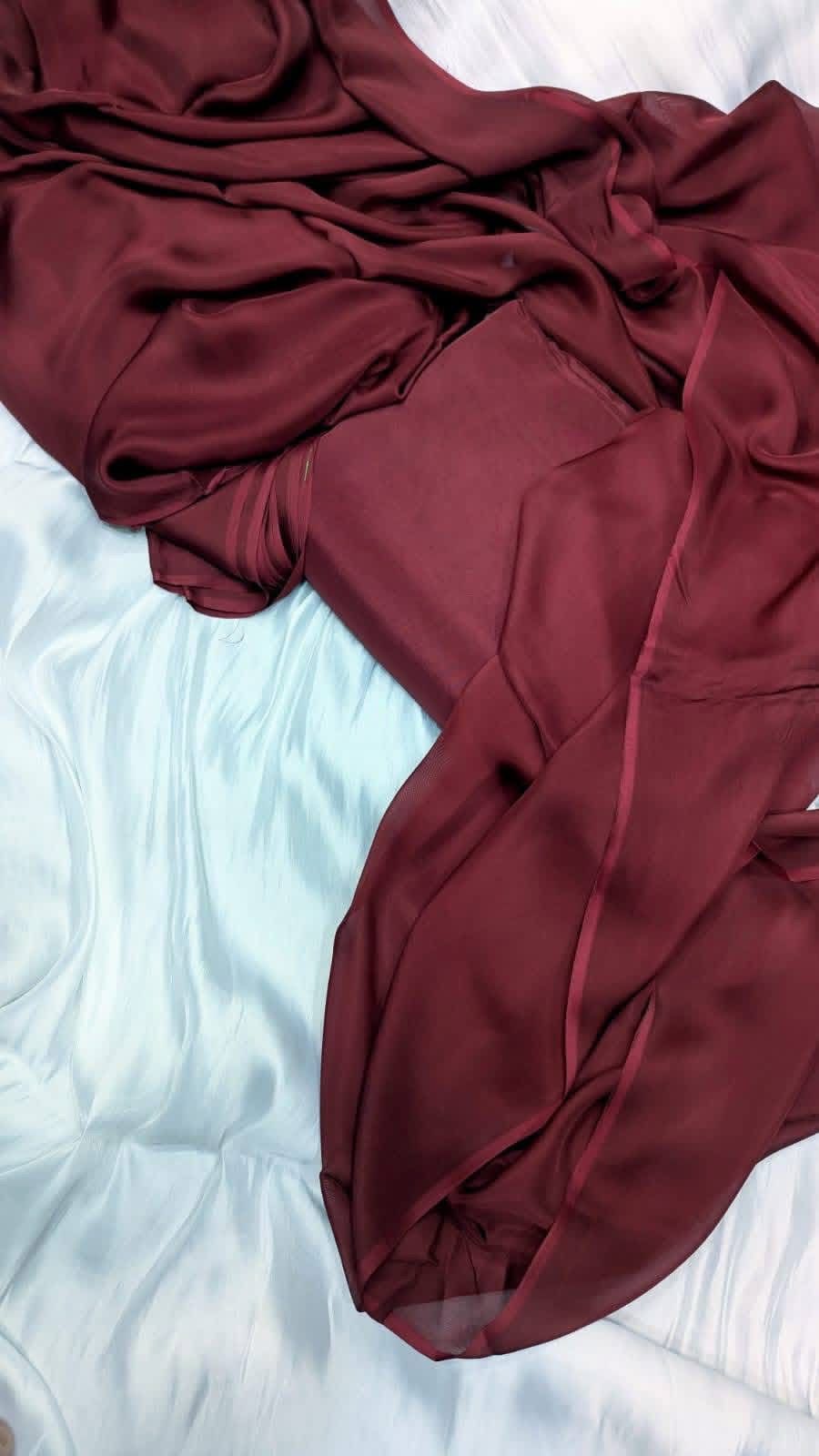 Original Plain Russian Silk 3 Piece Suit with Medium Silk Dupatta (Unstitched)