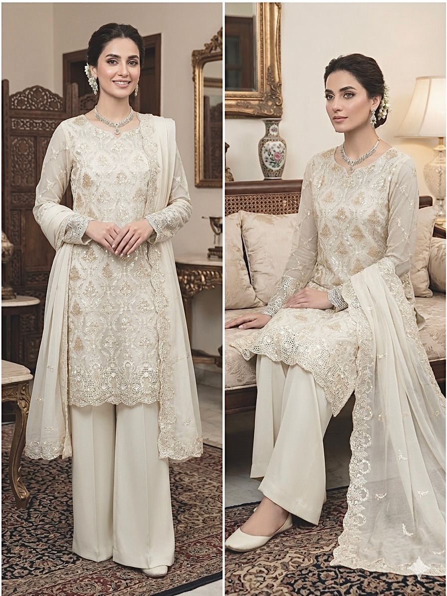 Embroidered Shafoon 3 Piece Suit Dezolve Work