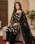 Rawsilk Embroidered 3 Piece Suit with Pure Shafoon Dupatta (Unstitched)