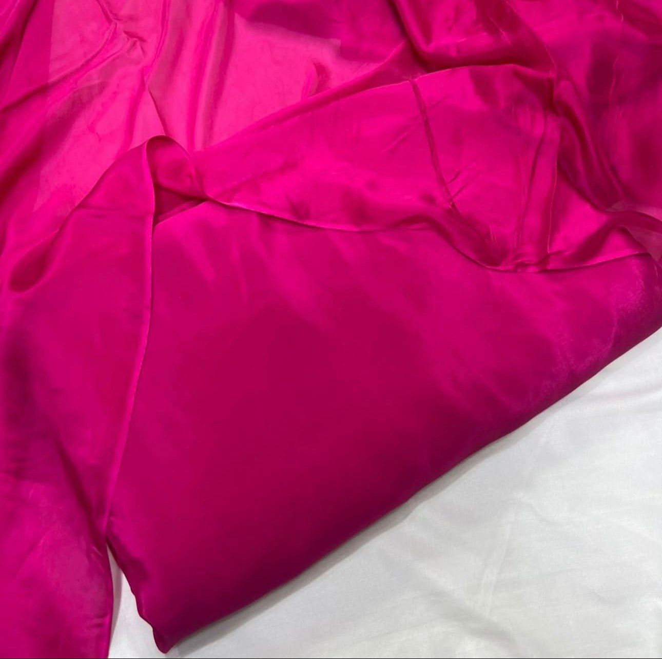 Original Plain Russian Silk 3 Piece Suit with Medium Silk Dupatta (Unstitched)