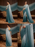 Korean Shehsaill Stone Double Shade 7 Gaz Saree Fabric