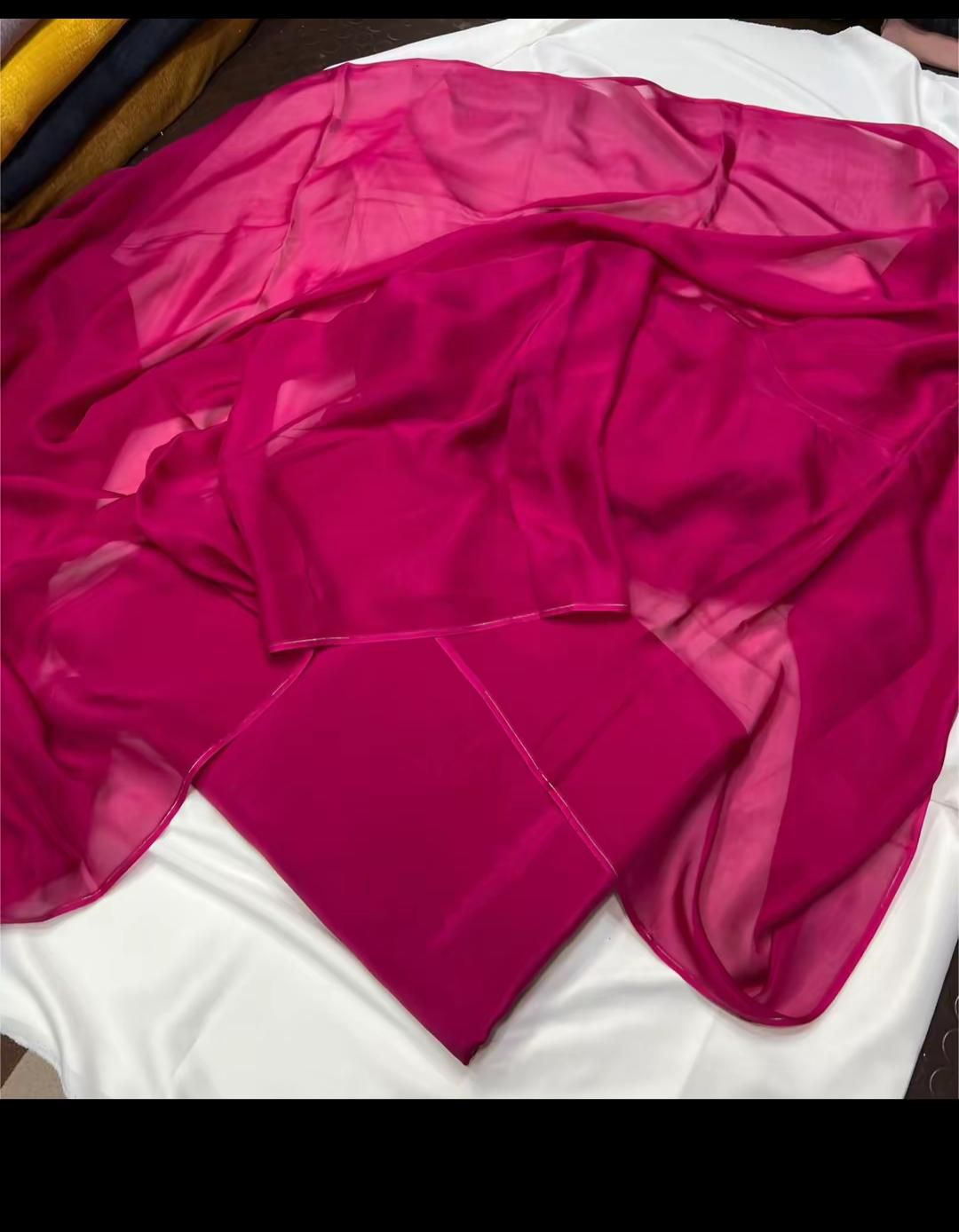 Original Plain Russian Silk 3 Piece Suit with Medium Silk Dupatta (Unstitched)